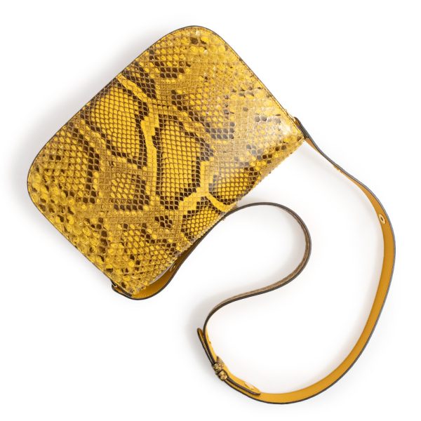 200094666018 6 Gucci Python Horsebit 1955 Small Leather Shoulder Bag Yellow