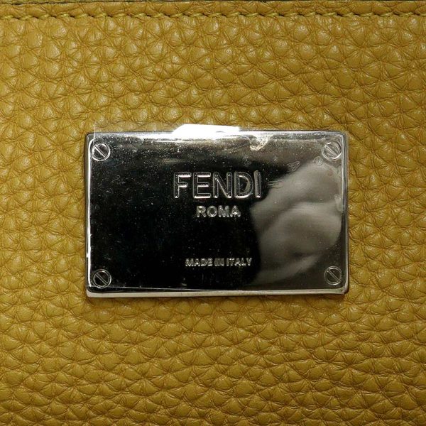 200098545018 9 Fendi Peekaboo X Rite Fit Canvas Calfskin Leather Hand Bag Ivory Brown