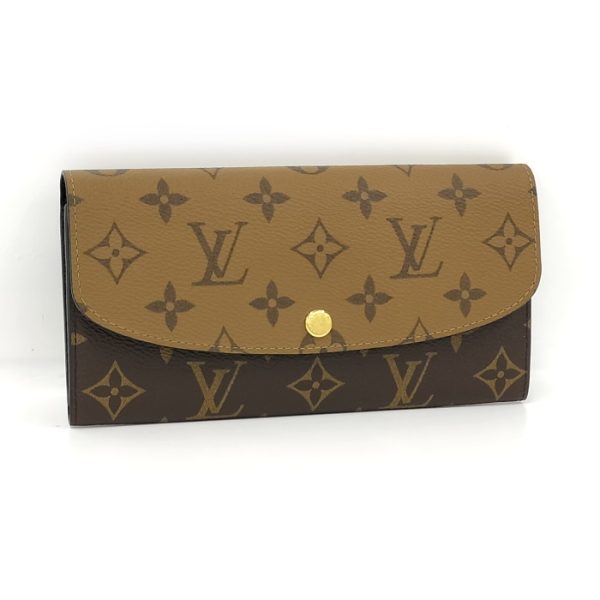 oppo 256 LOUIS VUITTON Portefeuille Emily Bi Fold Long Wallet Monogram Reverse Brown