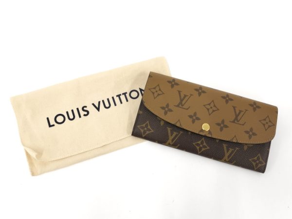 oppo 256 LOUIS VUITTON Portefeuille Emily Bi Fold Long Wallet Monogram Reverse Brown