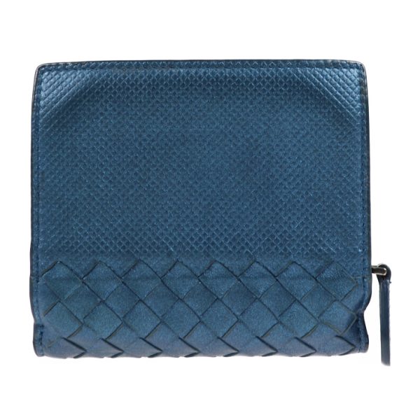 2001043007079 3 Bottega Veneta Intrecciato Bifold Wallet Leather Metallic Blue