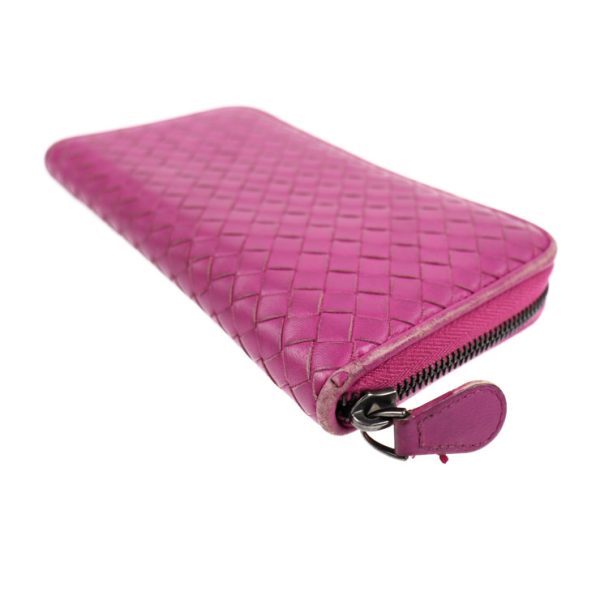 2001043007080 1 Bottega Veneta Intrecciato Long Wallet Leather Pink