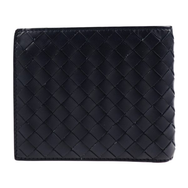 2001043007083 1 Bottega Veneta Intrecciato Bifold Wallet Leather Dark Navy