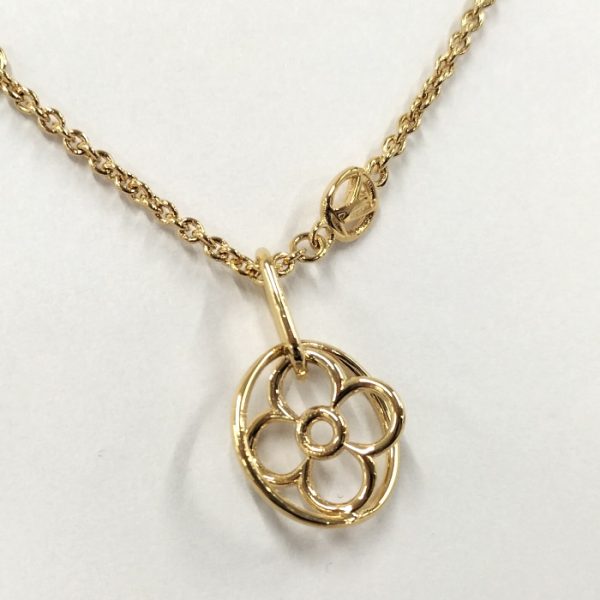 2001054259800040 1 LOUIS VUITTON Twiggy Round Flower Necklace Plated Gold