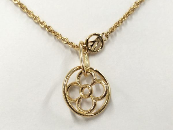 2001054259800040 2 LOUIS VUITTON Twiggy Round Flower Necklace Plated Gold