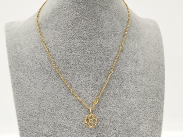 2001054259800040 6 LOUIS VUITTON Twiggy Round Flower Necklace Plated Gold