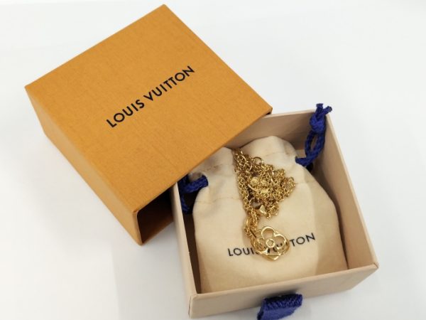 2001054259800040 7 LOUIS VUITTON Twiggy Round Flower Necklace Plated Gold