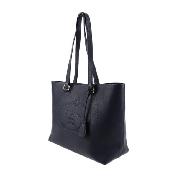 2001073007043 2 Prada Leather Tote Bag Navy