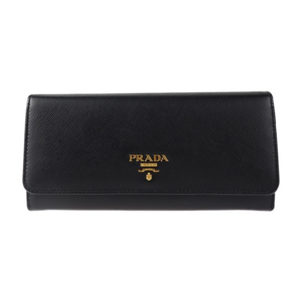 2001073007048 1 Prada Saffiano Leather Bifold Long Wallet Black Pink