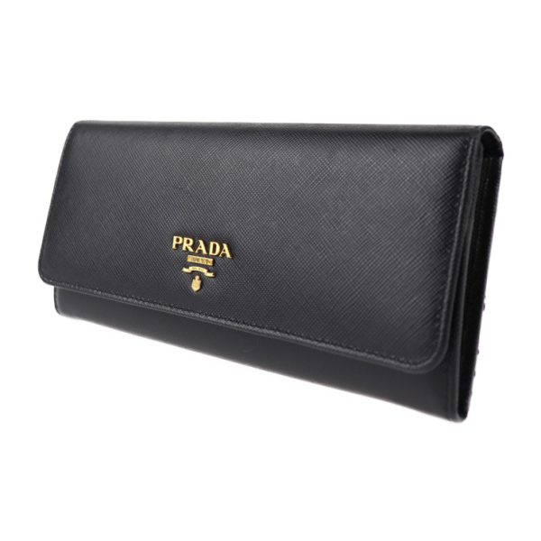 2001073007048 2 Prada Saffiano Leather Bifold Long Wallet Black Pink