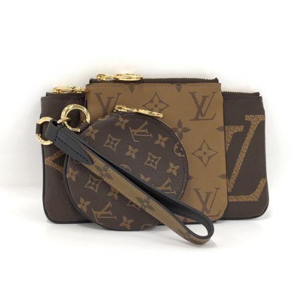 2001198252000365 1 Louis Vuitton Pochette Trio Coin Case Pouch Monogram LV Circle Brown