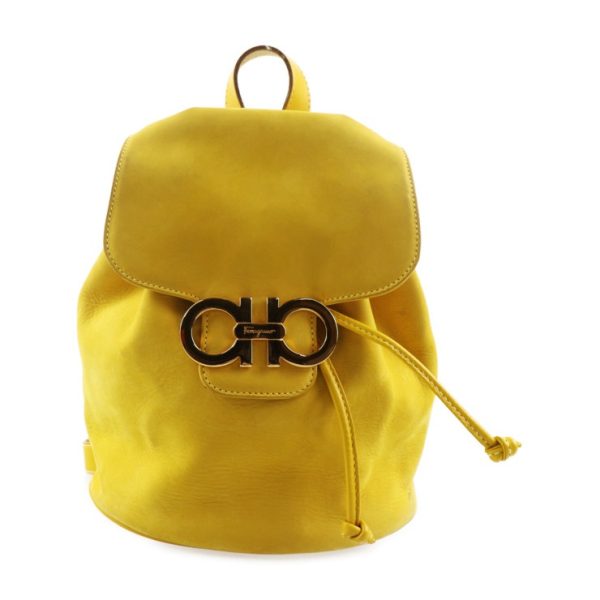 2002063002005 1 Salvatore Ferragamo Gancini Nubuck Leather Backpack Yellow