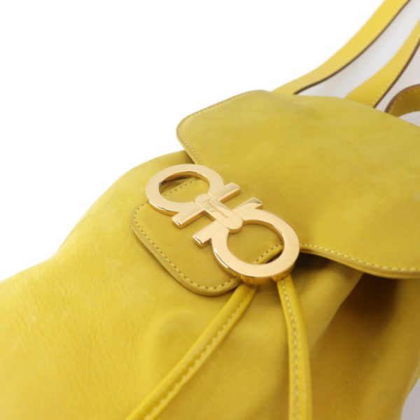 2002063002005 5 Salvatore Ferragamo Gancini Nubuck Leather Backpack Yellow