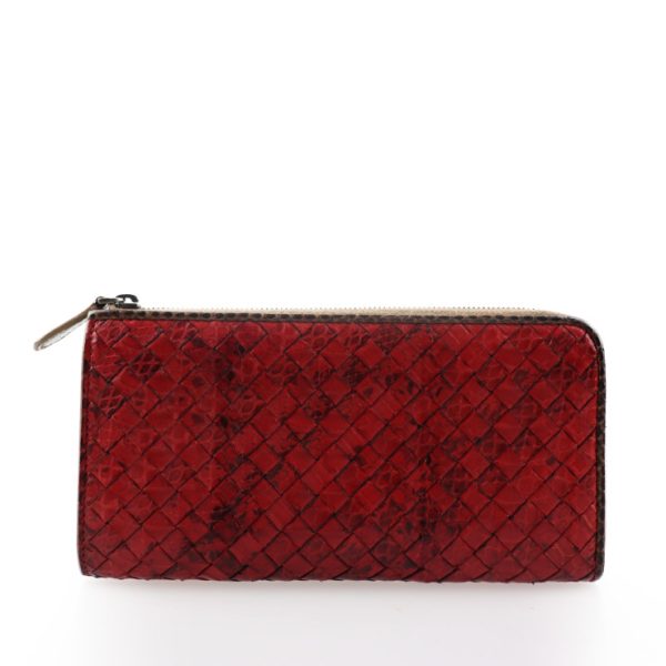 2002063002018 1 Bottega Veneta Intrecciato Long Wallet Leather Red