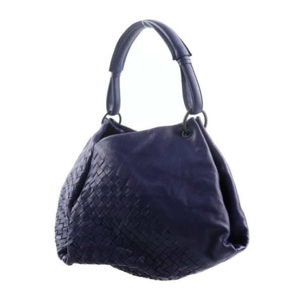 2002063002026 2 Bottega Veneta Intrecciato Shoulder Bag Leather Navy