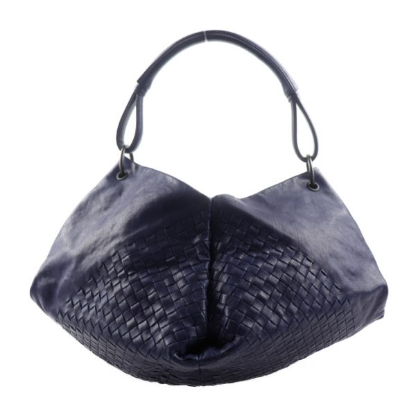 2002063002026 3 Bottega Veneta Intrecciato Shoulder Bag Leather Navy