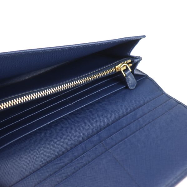 2002103001030 4 Prada Saffiano Leather Ribbon Long Wallet Bluette