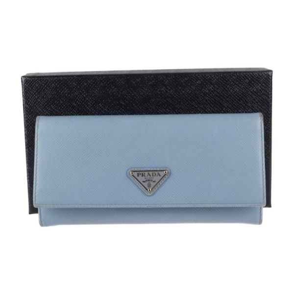 2002123002018 9 Prada Saffiano Leather Long Wallet Light Blue