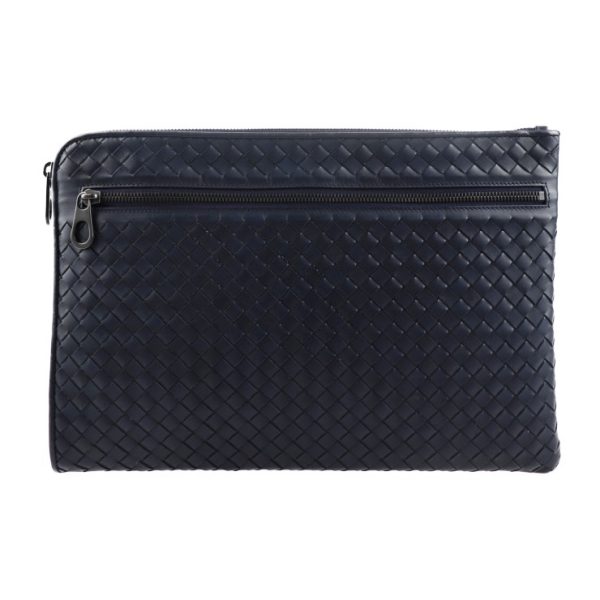 2003063007073 1 Bottega Veneta Intrecciato Clutch Bag Leather Navy