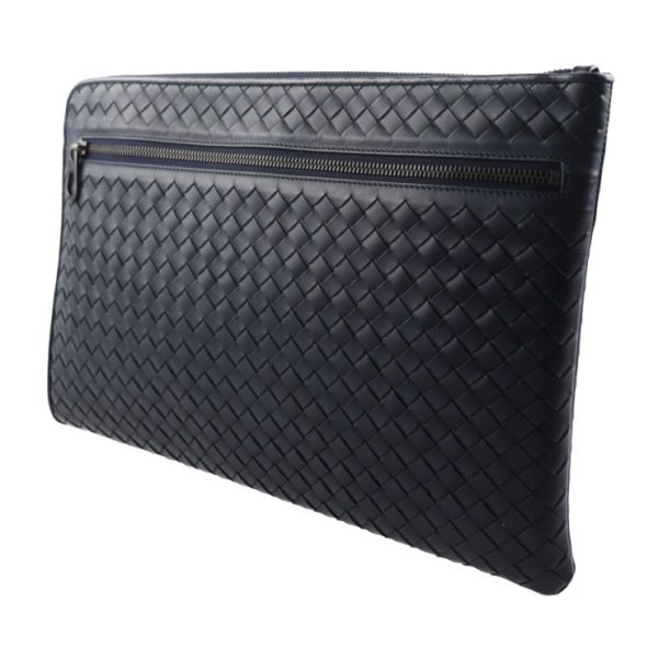 2003063007073 2 Bottega Veneta Intrecciato Clutch Bag Leather Navy