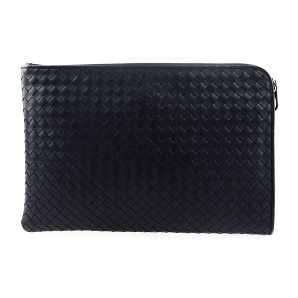 2003063007073 3 Bottega Veneta Intrecciato Clutch Bag Leather Navy