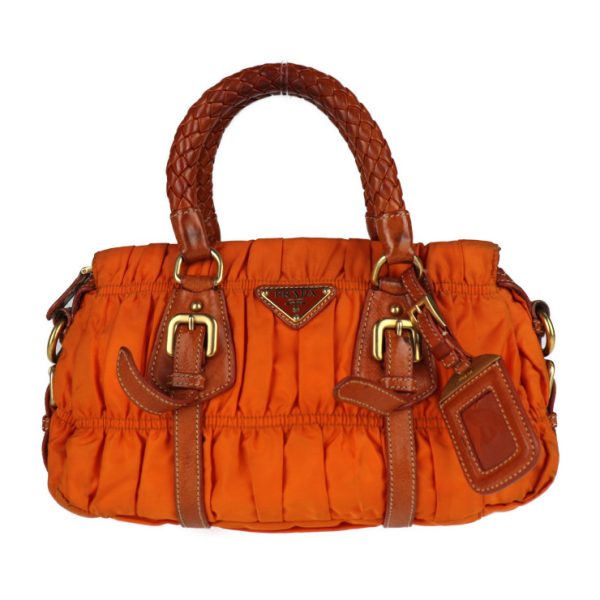 2003123007087 1 Prada Nylon Leather Shoulder Bag Orange