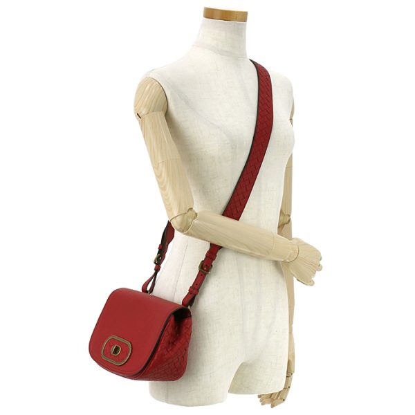 200330 bg2 8 t Bottega Veneta Lambskin Shoulder Bag Red