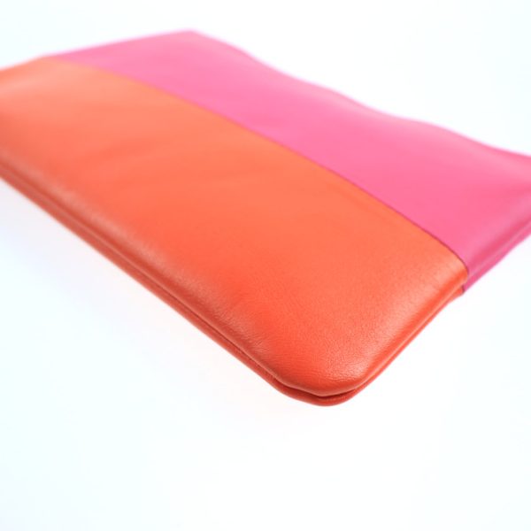 2004023002010 6 Celine Leather Clutch Bag Pink Orange