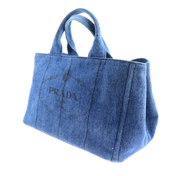 2004023002017 2 Prada Denim Canapa Tote Bag Blue