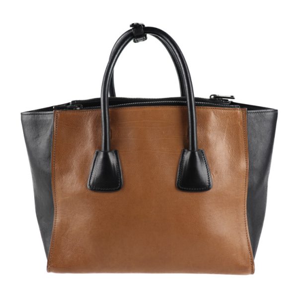 2004083002061 3 Prada Bicolor Leather Tote Bag Cinnamon Black