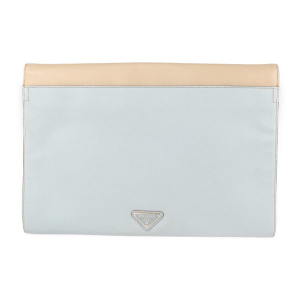 2004113002009 3 Prada Leather Clutch Bag Beige Light Blue