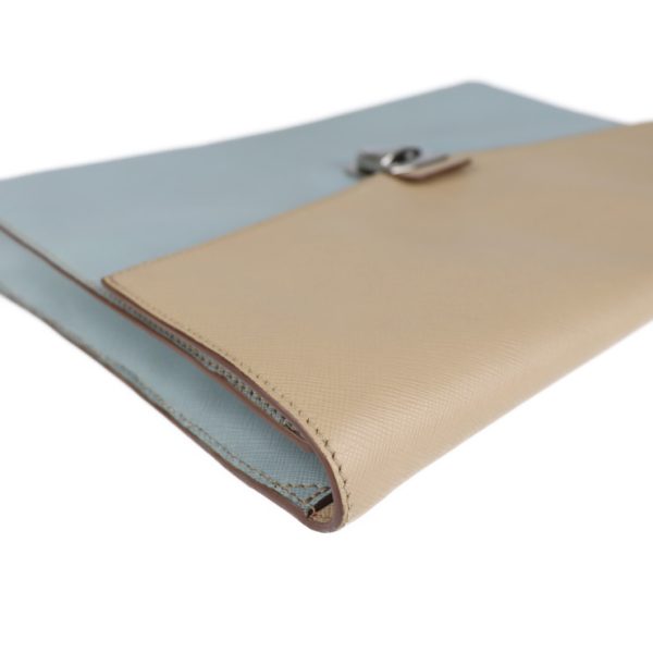 2004113002009 6 Prada Leather Clutch Bag Beige Light Blue