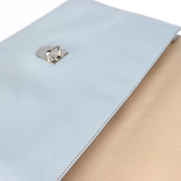 2004113002009 8 Prada Leather Clutch Bag Beige Light Blue