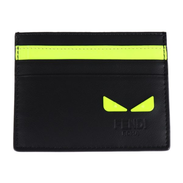 2004113002024 1 Fendi Monster Bugs Leather Card Case Black Fluo Yellow