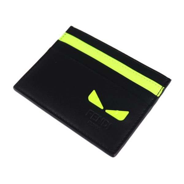 2004113002024 3 Fendi Monster Bugs Leather Card Case Black Fluo Yellow