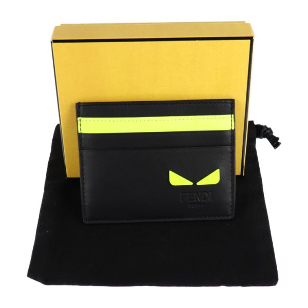 2004113002024 5 Fendi Monster Bugs Leather Card Case Black Fluo Yellow