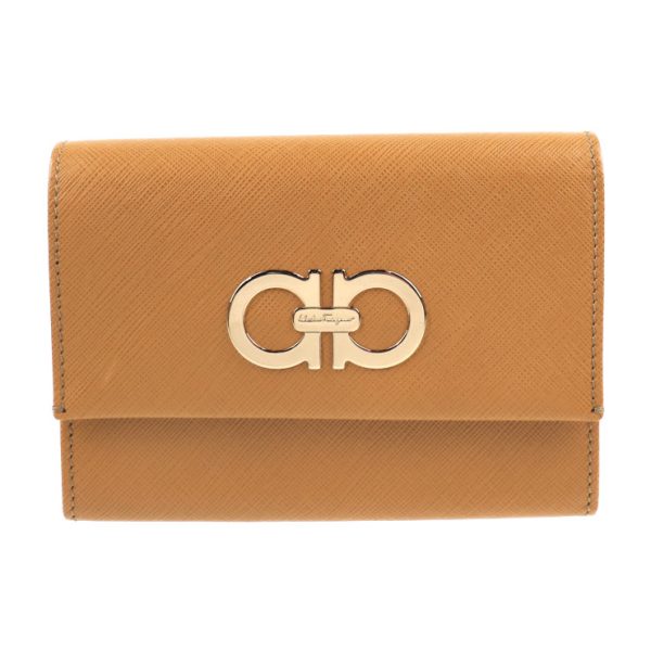 2005023007052 1 Salvatore Ferragamo Gancini Leather Bifold Wallet Camel