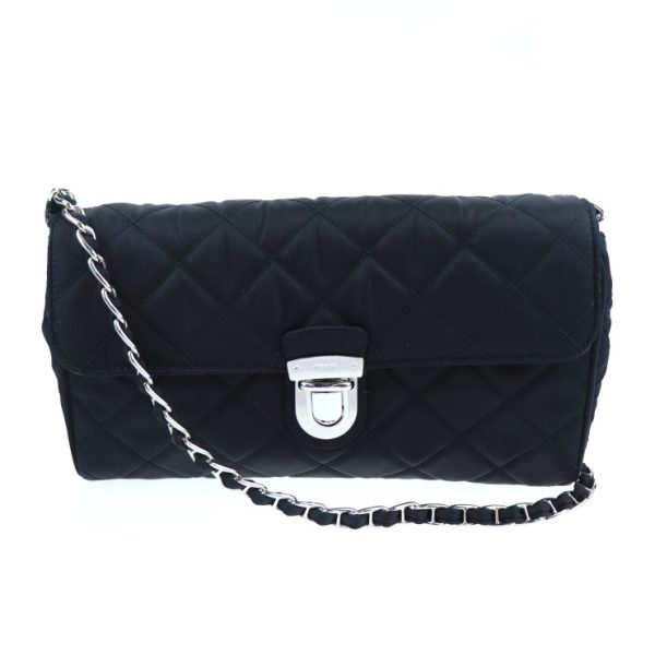 2005023007057 1 Prada Nylon Quilted Chain Shoulder Bag Black