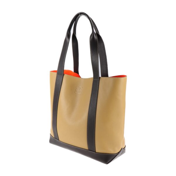 2005083007095 2 Loewe Oro Leather Tote Bag Beige Brown Orange