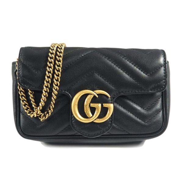 20062 1 Gucci GG Marmont Chain Shoulder Bag Black