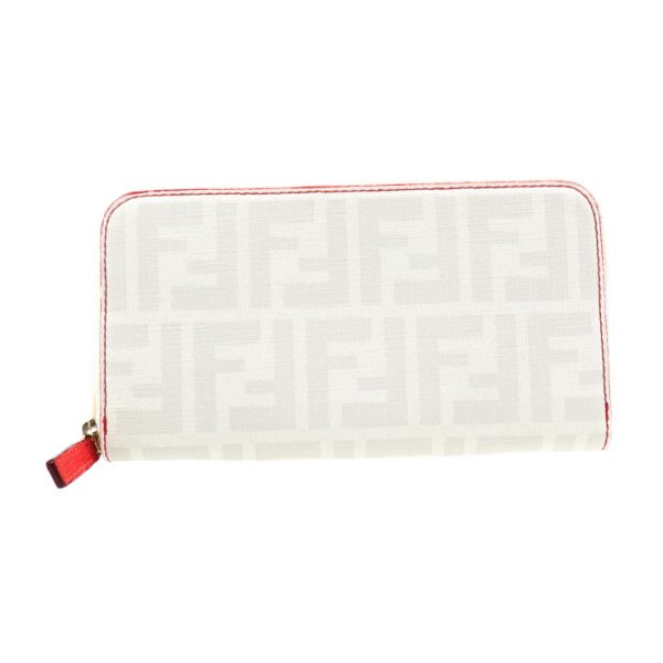 2007043002110 1 Fendi Long Wallet PVC Cream Red Zucca Pattern