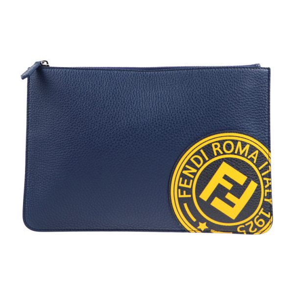 2007043002125 1 Fendi Clutch Bag Calf Leather Blue Yellow