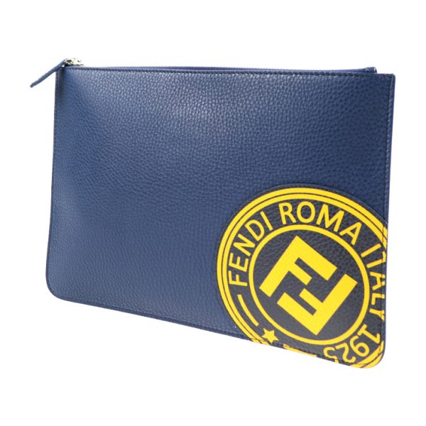 2007043002125 2 Fendi Clutch Bag Calf Leather Blue Yellow