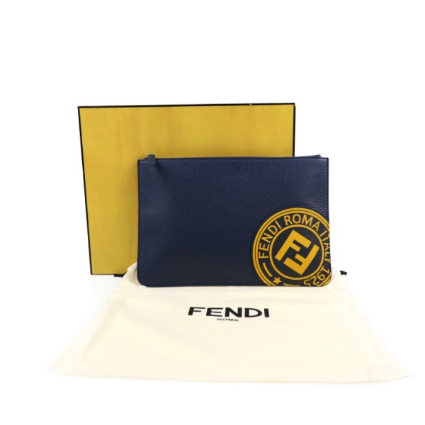 2007043002125 9 Fendi Clutch Bag Calf Leather Blue Yellow