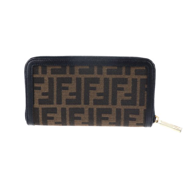 2007073002067 3 Fendi Round Zipper Wallet Zucca Canvas Brown