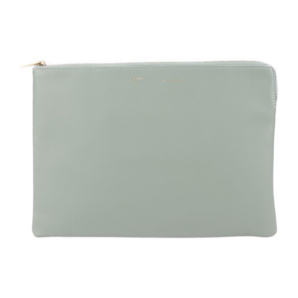 2007103002073 1 Celine Pouch Clutch Bag Leather Earth Green