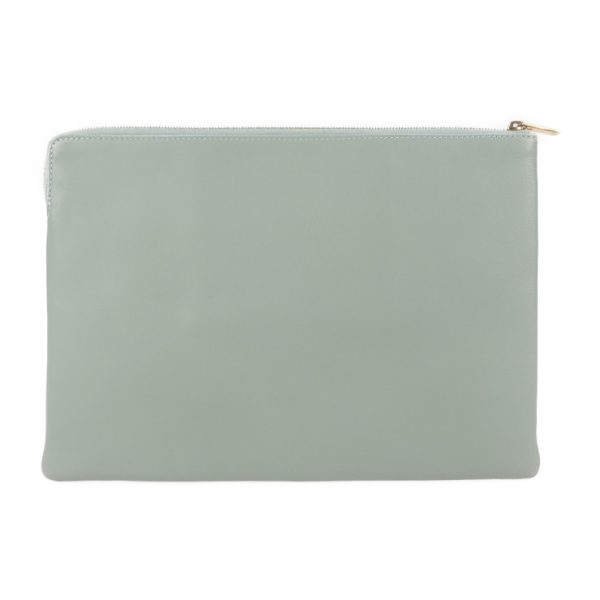 2007103002073 3 Celine Pouch Clutch Bag Leather Earth Green