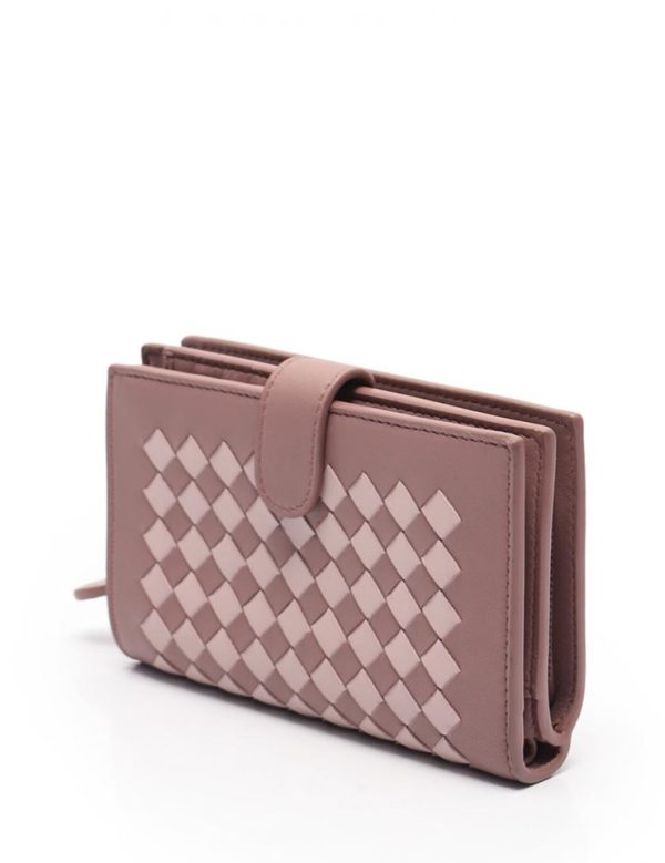 2008013007053 2 Bottega Veneta Intrecciato Bifold Wallet Leather Pink Beige