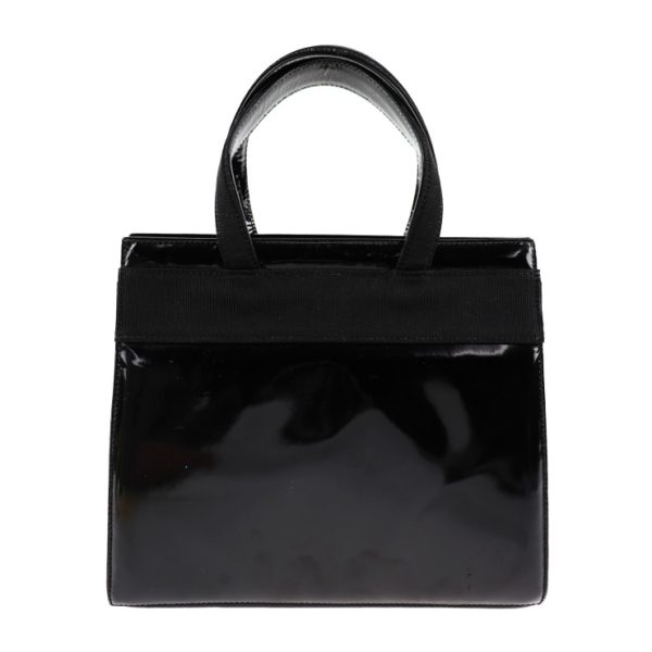 2008031001013 3 Salvatore Ferragamo Vara Enamel Handbag Black