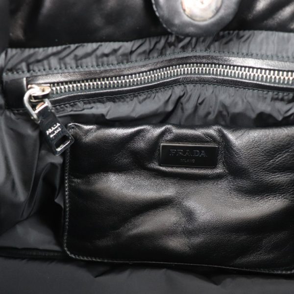 2008073007119 8 Prada Lambskin Bomber Handbag Black